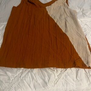 SHEIN Orange and Cream Textured Top